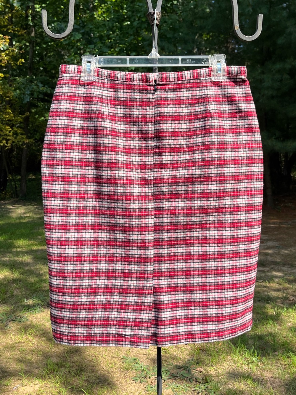 2007 Gymboree Retro Red Plaid Midi Pencil Skirt Size 6 Academia Cotton Holiday - Picture 2 of 8